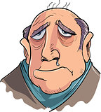 Cartoon man suffering from flu