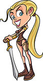 Cartoon blonde warrior woman