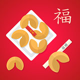 flat style chinese new year chinese fortune cookies