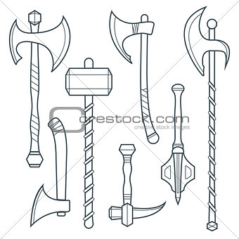 vector cold weapons outline set