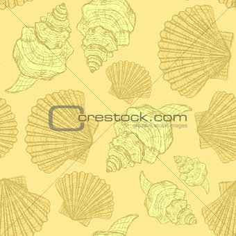 Sketch sea shell in vintage style
