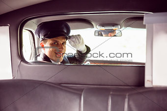 Limousine driver smiling at camera
