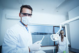 Male dentist wearing surgical mask