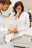 Medical students working together in the lab