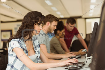 Classmates working in the computer room