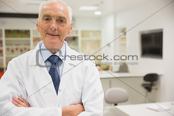 Science professor smiling at camera