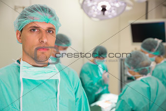 Medical student in surgical gear