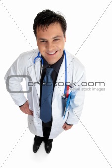 Doctor looking up and smiling