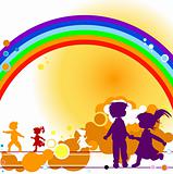 Kids and rainbow