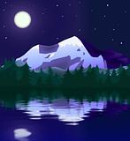 mountain landscape in moon light