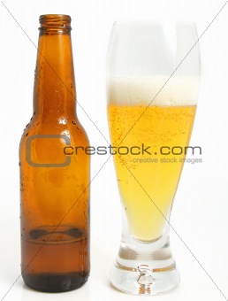 glass of beer and bottle