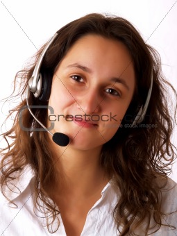 Woman wearing a headset