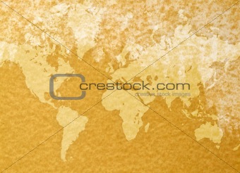 World map on aged paper