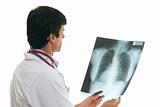 Oncologist with chest  x-ray