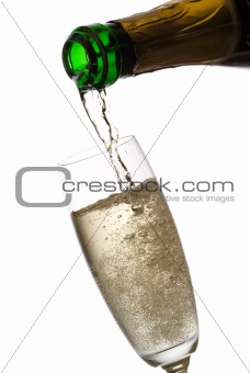 Pouring champagne.