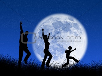 Family in the moon