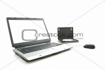 white screen in laptop and DVD box 