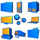 Information Technology Business Industry Icons Set - Orange Blue