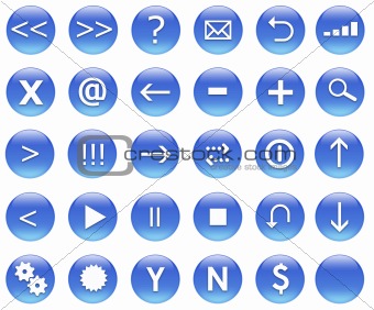 Icons For Web Actions Set Blue