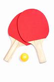 Ping pong paddles and yellow ball