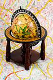 Globe on a map