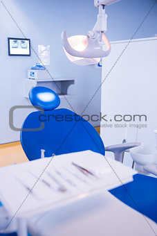Close up of a dentists chair