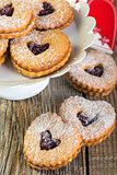 Cookies with hazelnuts and cinnamon on Valentine's Day.