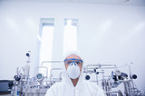 Portrait of a scientist in protective suit