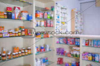 Close up of shelves of drugs