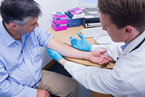 Close up of a patient receiving injection