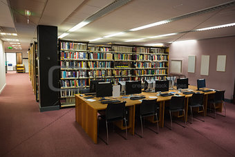 Computer desks in the library