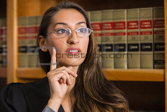 Pretty lawyer thinking in the law library