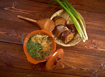 Russian sauerkraut soup stchi 