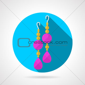 Round flat vector icon for earrings