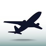 Airplane icon, vector illustration. Flat design style