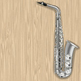 abstract grunge wooden background with saxophone