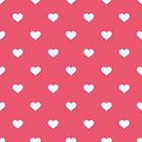 Tile cute vector pattern with white hearts on pastel pink background