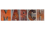 March month in wood type