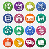 Internet Shopping and Delivery Flat Icon Set