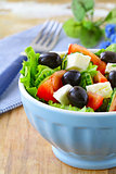 Greek salad with olives cheese and tomatoes