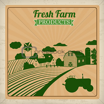 Farm fresh products retro poster