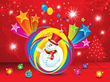 abstract christmas explode background with snow man