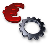 euro symbol and gear wheel