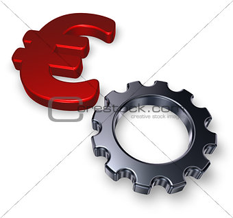 euro symbol and gear wheel