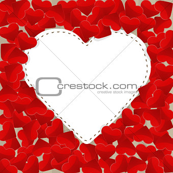 Big white paper heart with small red hearts