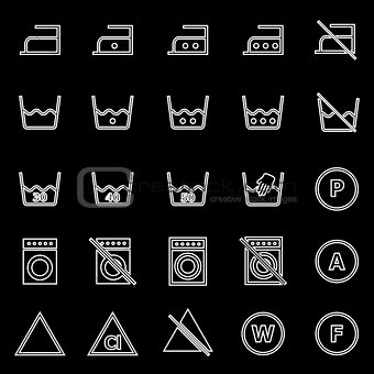 Laundry line icons on black background