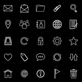 Mail line icons on black background