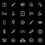Medical line icons on black background