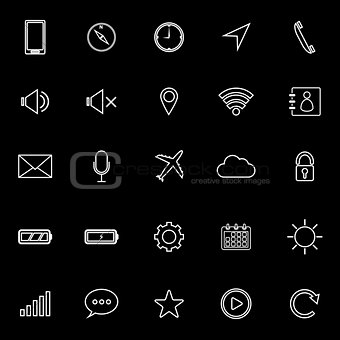 Mobile phone line icons on white background