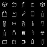 Packaging line icons on black background